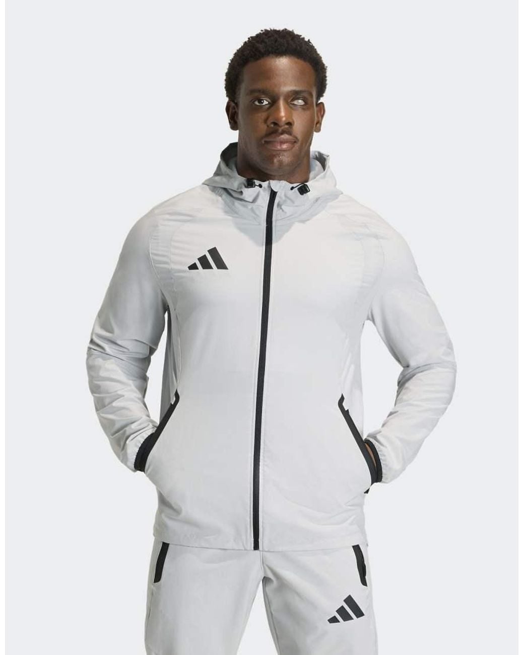 Adidas Originals White Tiro Travel Windbreaker Jacket for men