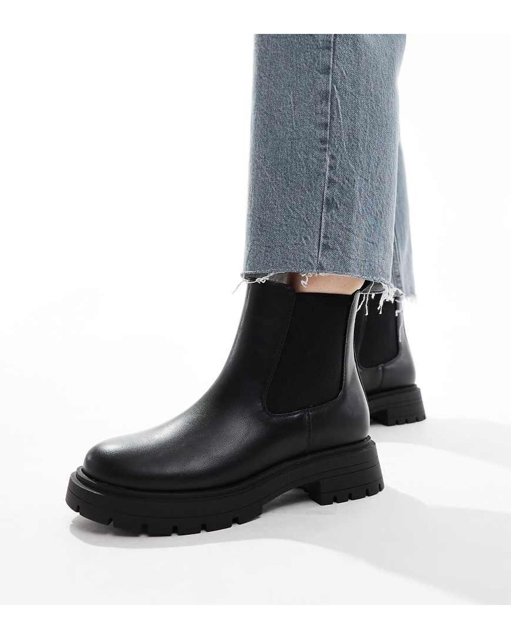Asos Design Wide Fit Adjust Chunky Chelsea Boots in Black Lyst UK