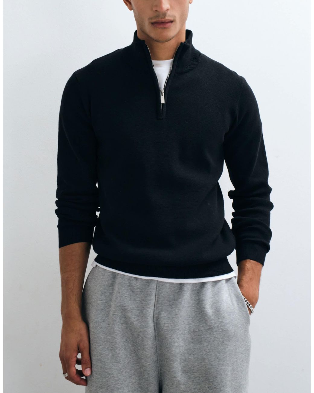 Threadbare Blue Classic 1/4 Zip Sweatshirt for men