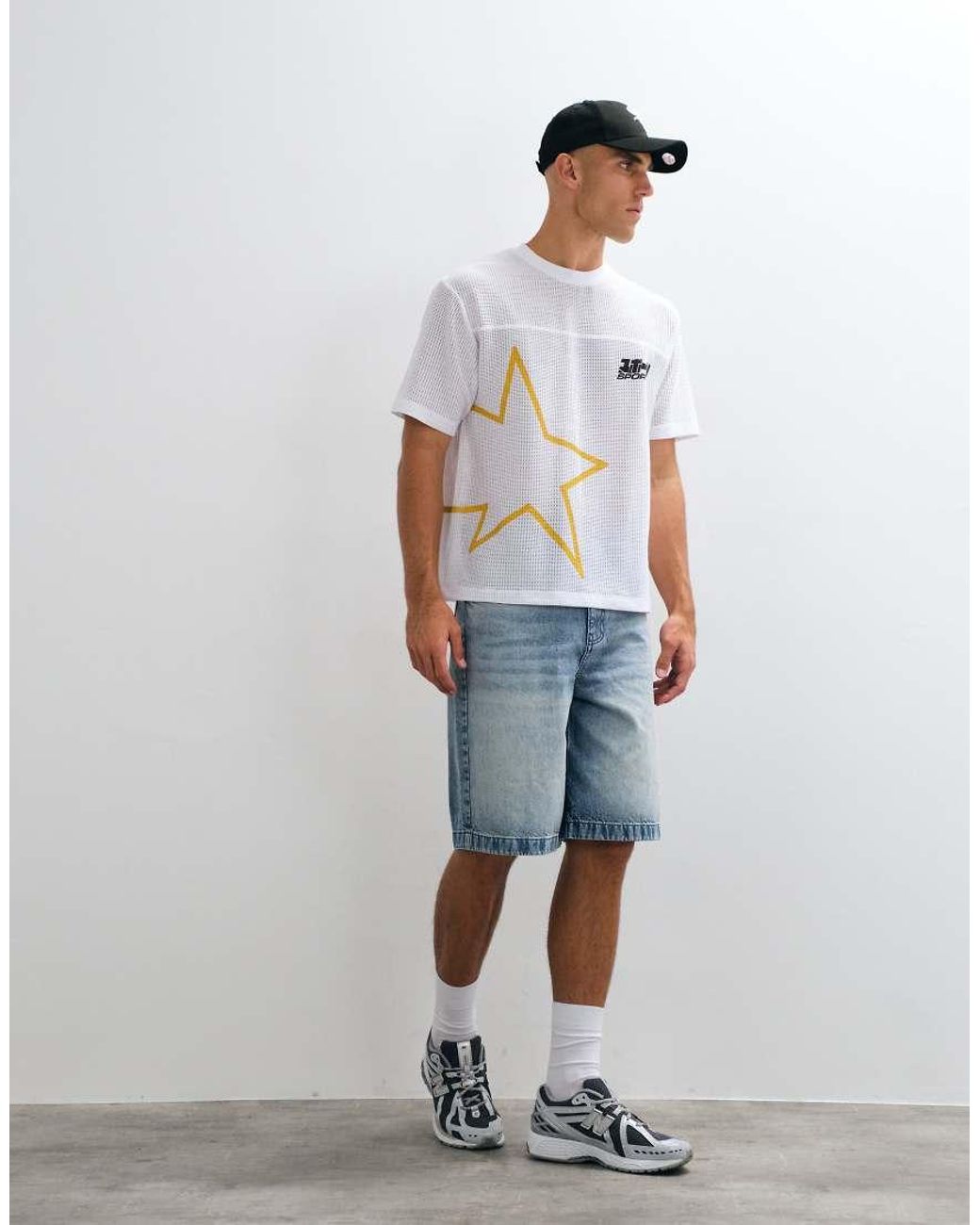 ASOS White Boxy Relaxed T-shirt With Star Print for men