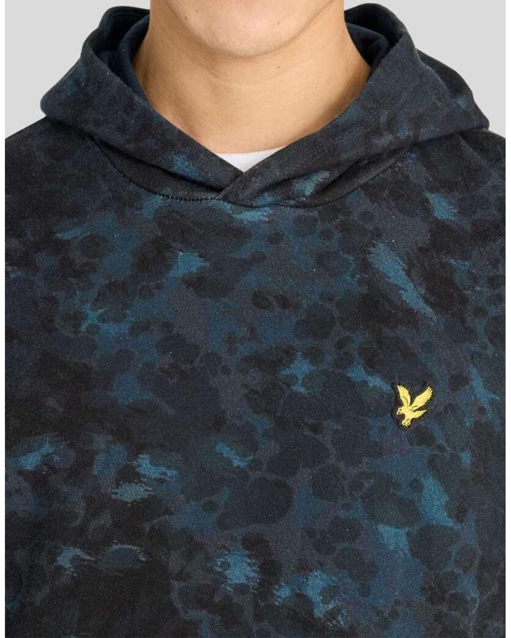 Lyle & Scott Blue Mid Layers Digital Animal Print Pullover Hoodie for men