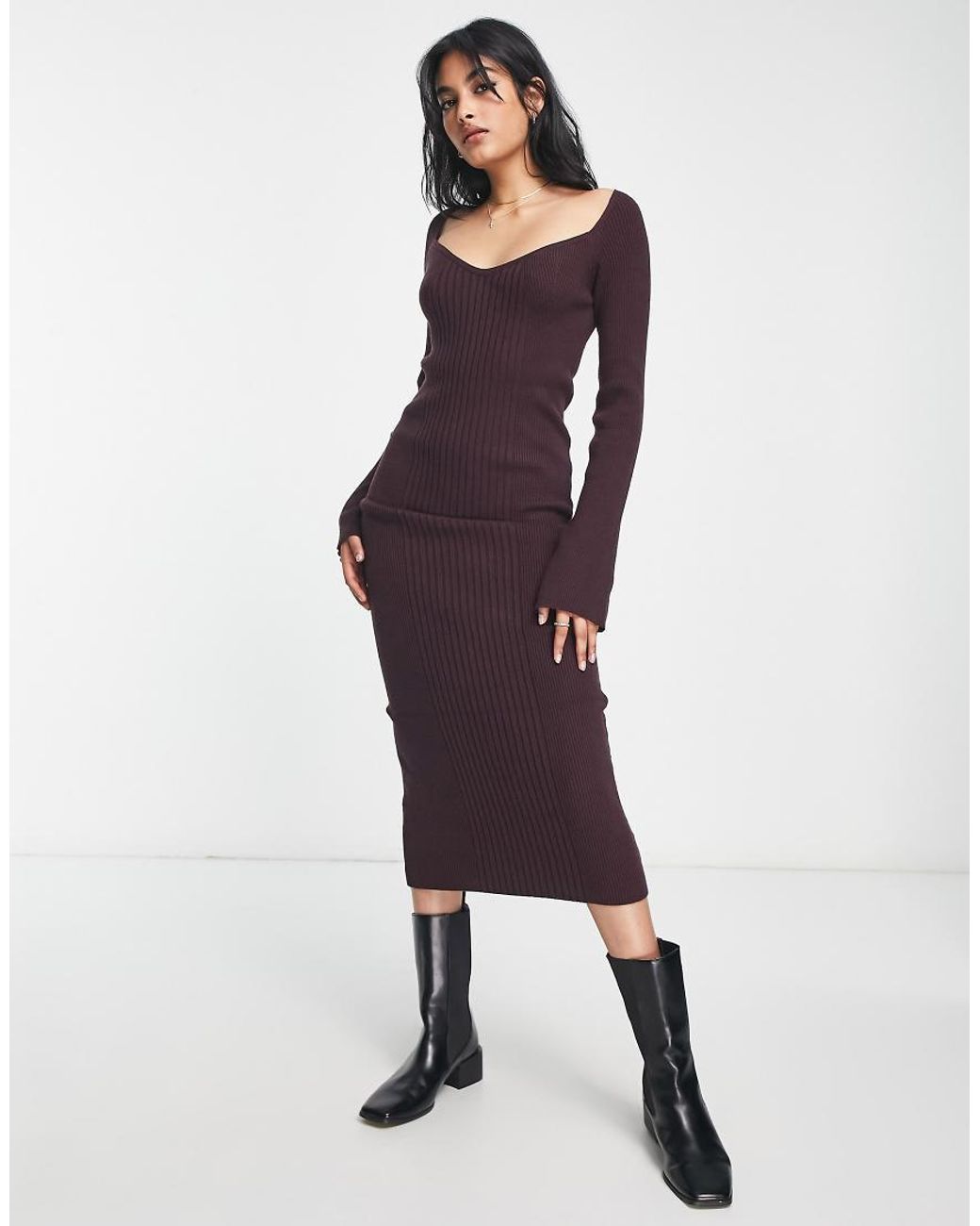 River Island Purple Sweetheart Neck Bodycon Dress