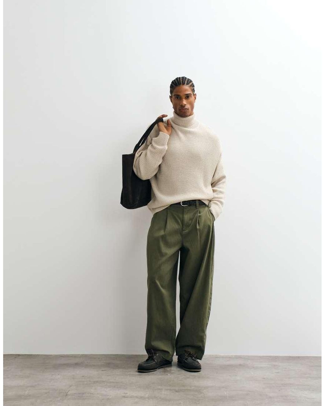JJ Rebel Natural Roll Neck Ribbed Jumper for men