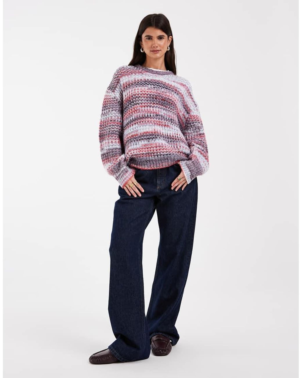 JJXX Purple Crew Neck Space Dye Jumper