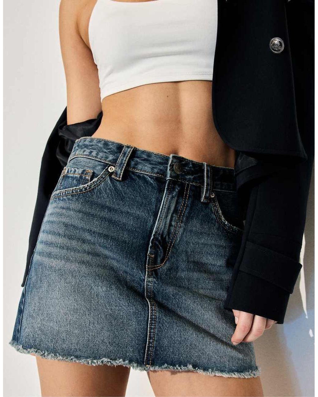 Stradivarius Blue D60 Denim Mini Skirt