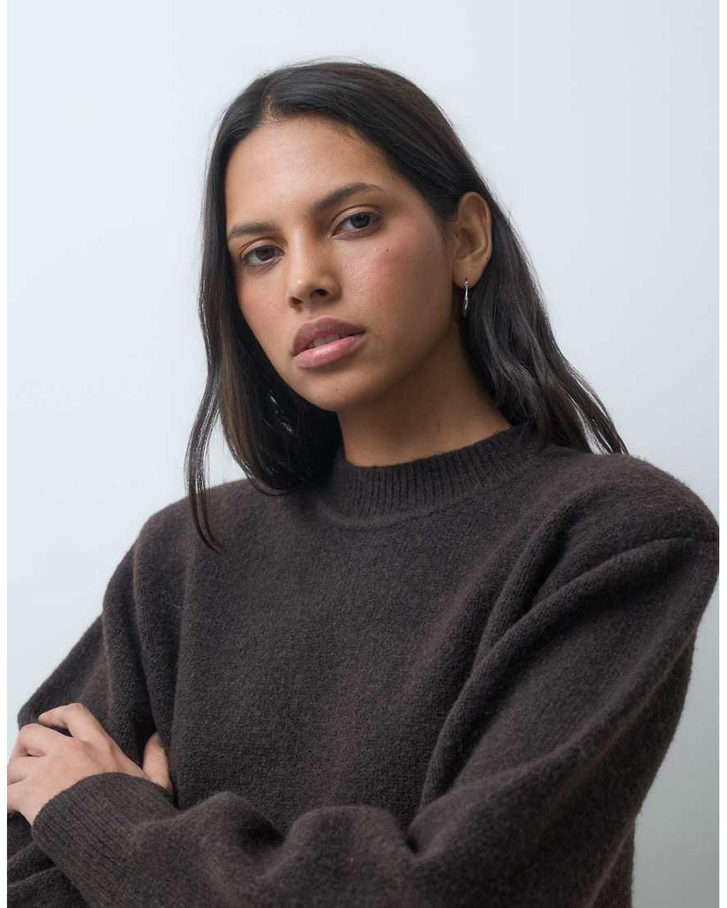ASOS Black Drop Shoulder Pad Longline Sweater
