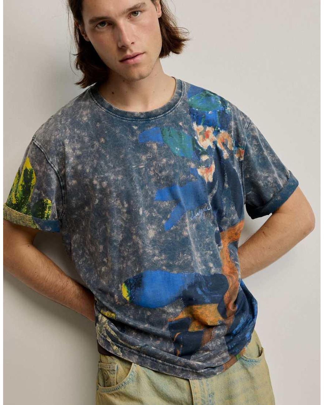 Desigual Blue Printed Arty T-Shirt for men