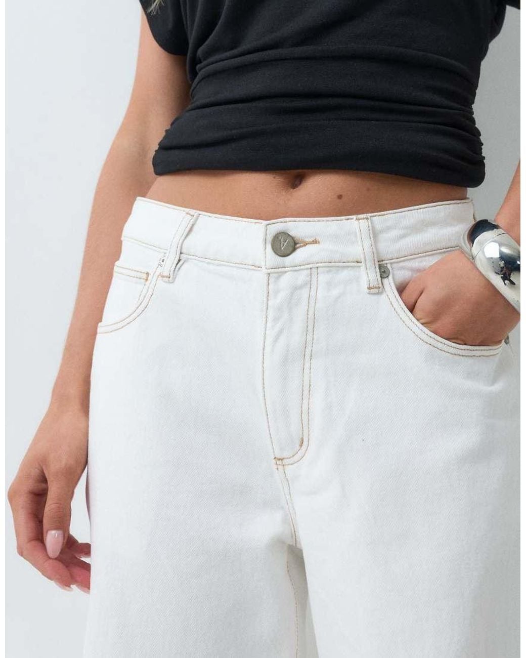 Abrand Jeans White Petite 99 Mid Rise baggy Jeans