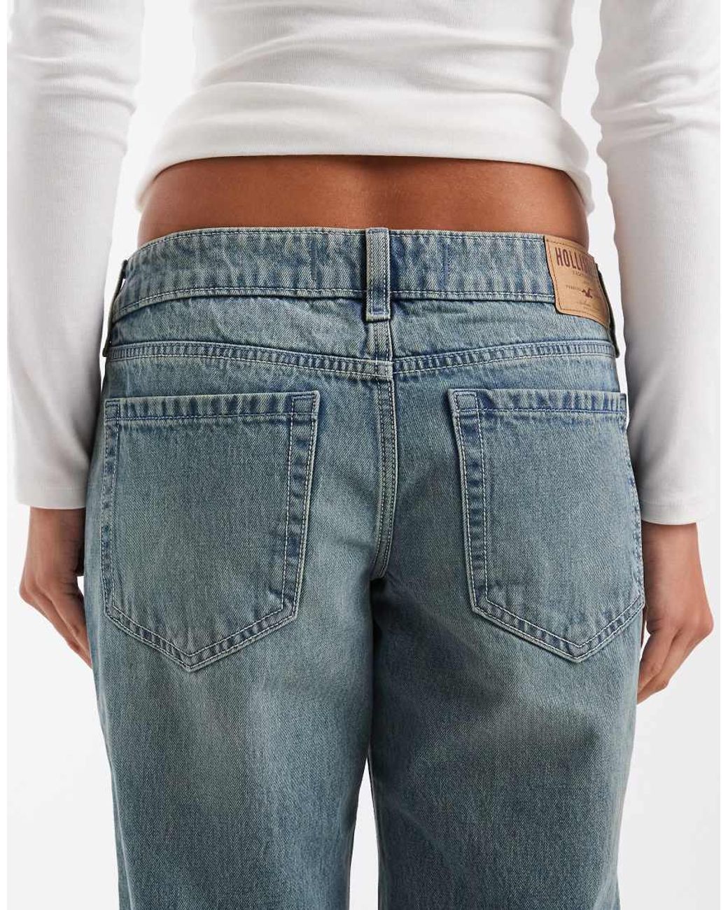 Hollister Blue Ultra Low Rise Baggy Fit Jeans