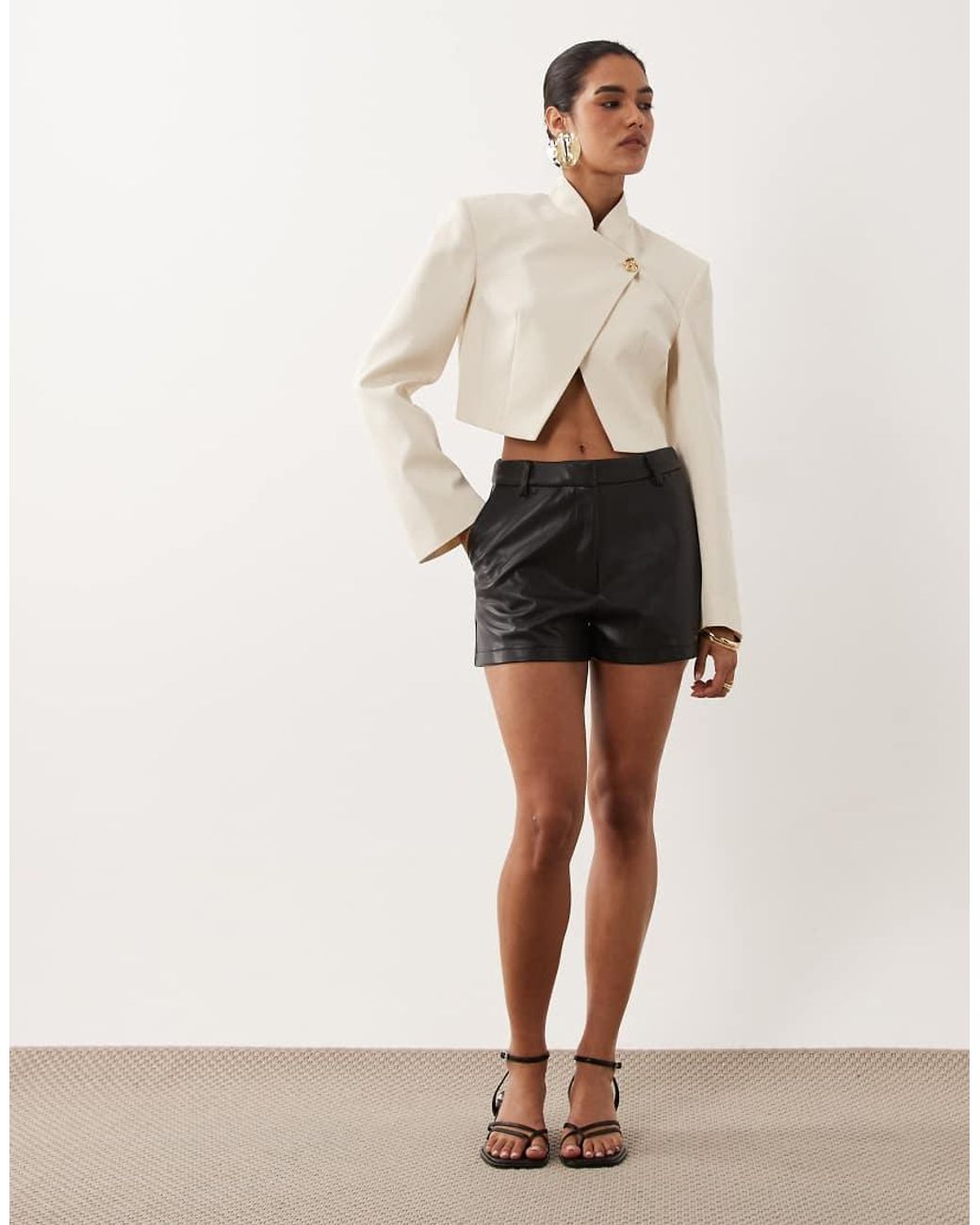 ASOS Natural Faux Leather Micro Shorts
