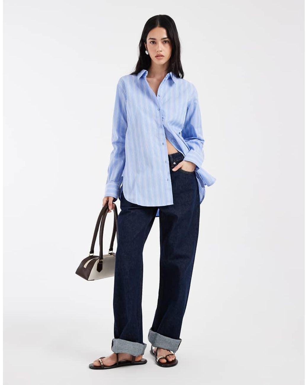 Vero Moda Blue Oversized Cotton Oxford Shirt
