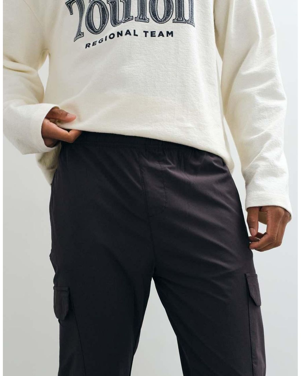 Brave Soul White Ripstop Cargo Trousers With Elasticated Waist for men