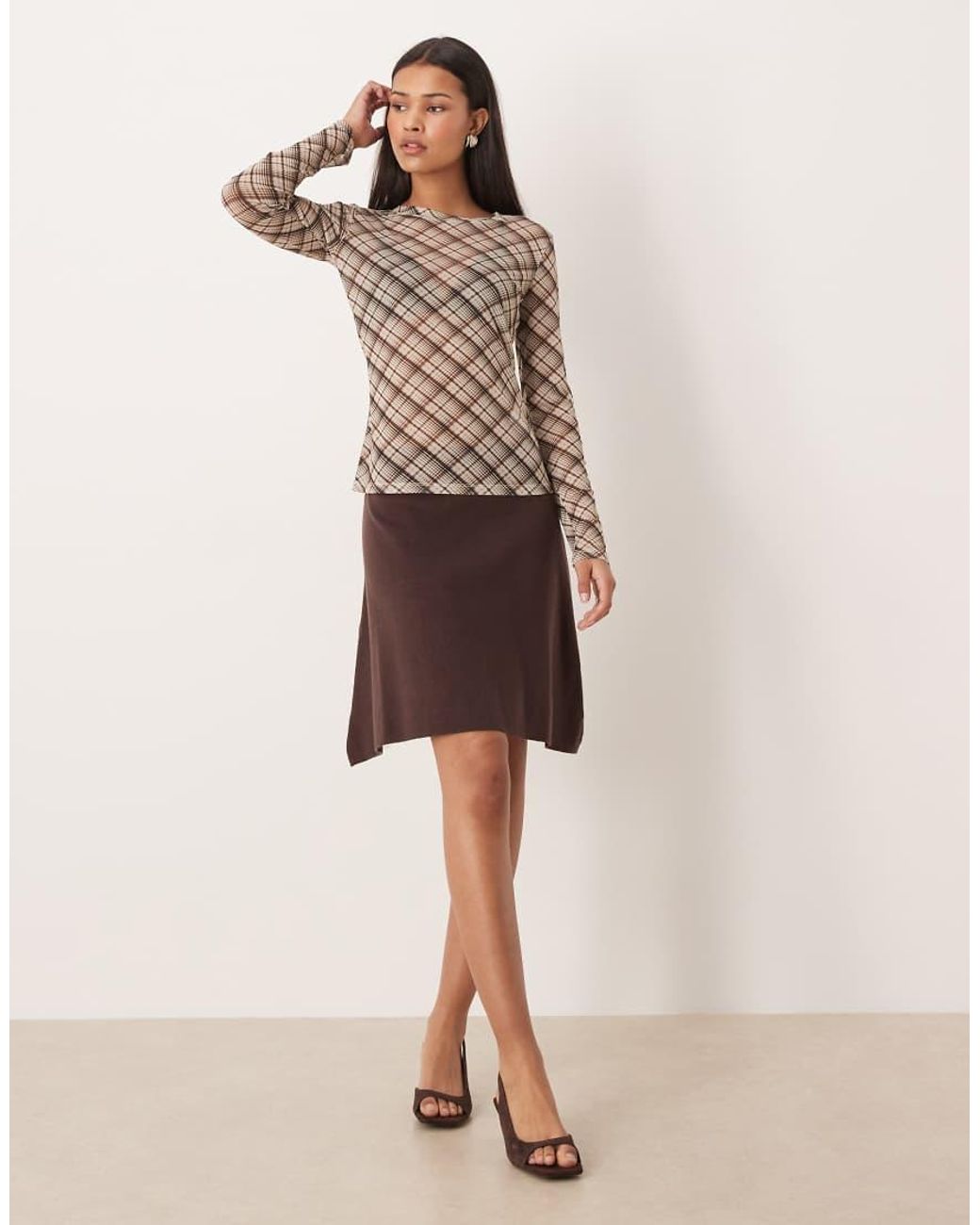 Vila Natural Asymmetric Hem Mini Skirt
