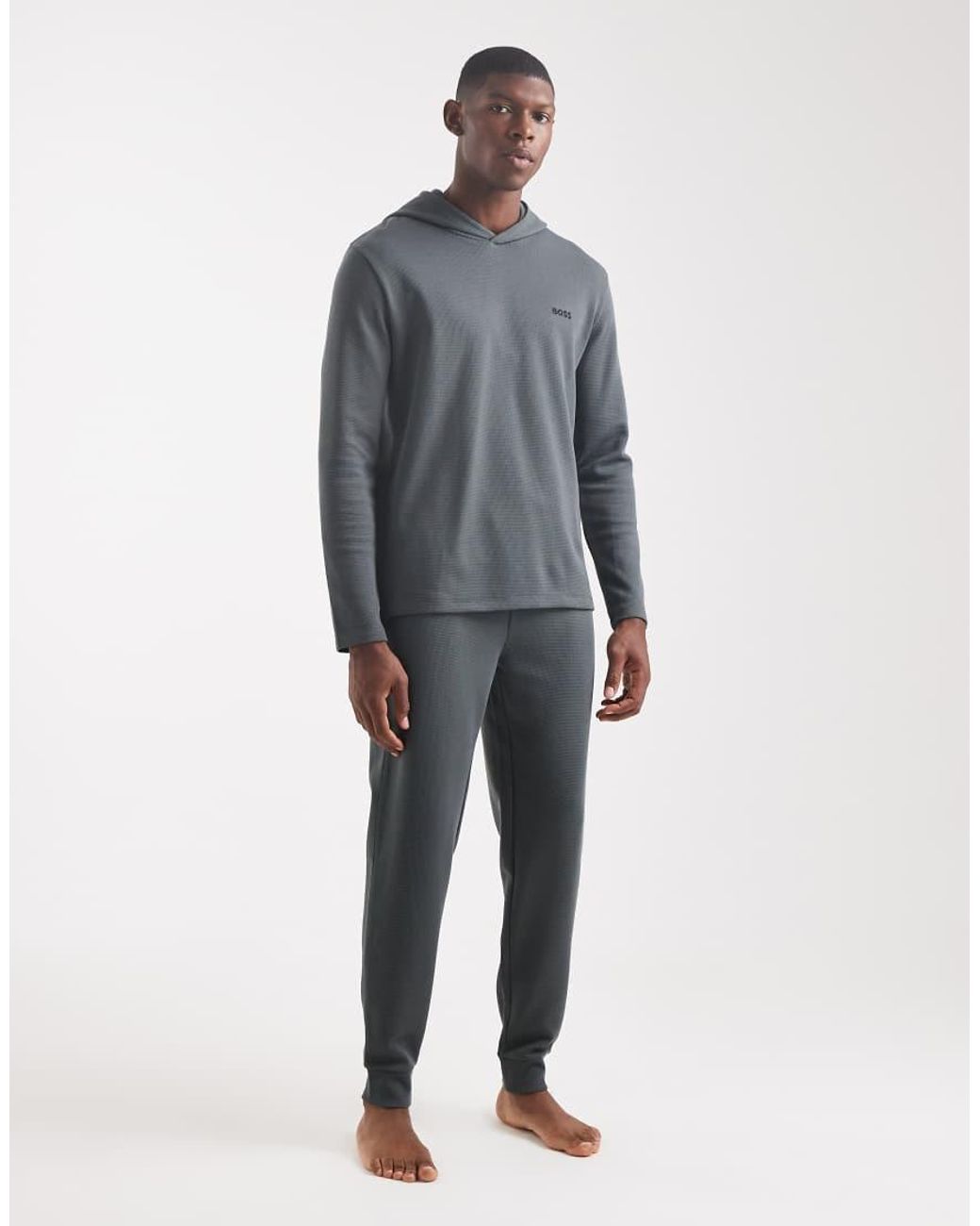 Boss Blue Waffle Lounge Hoodie for men