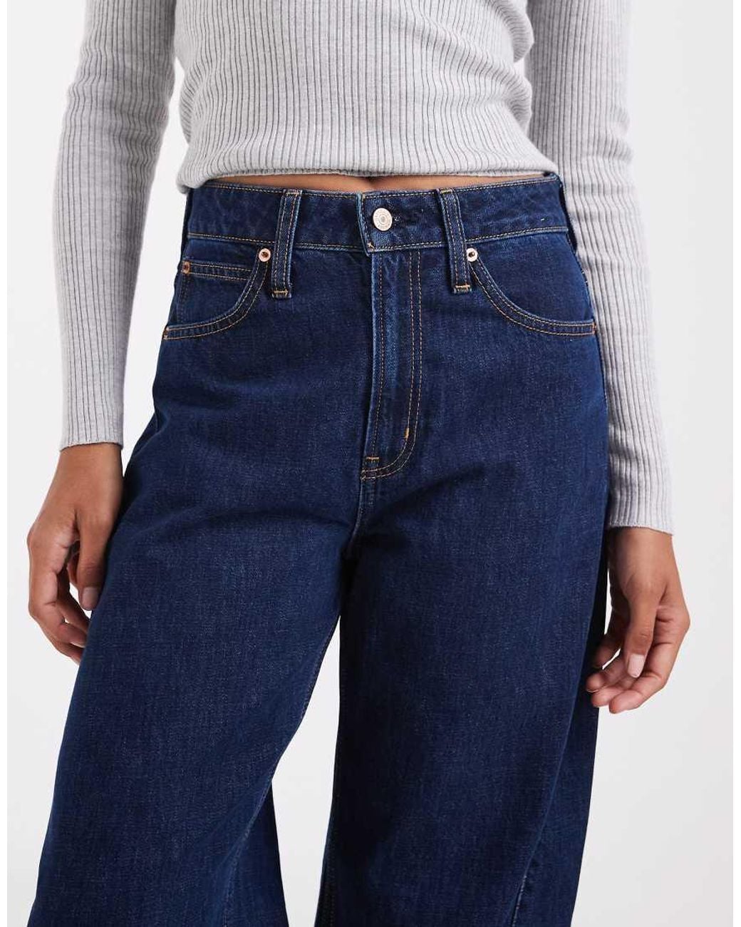 Gap Blue High Rise Barrel Leg Jeans