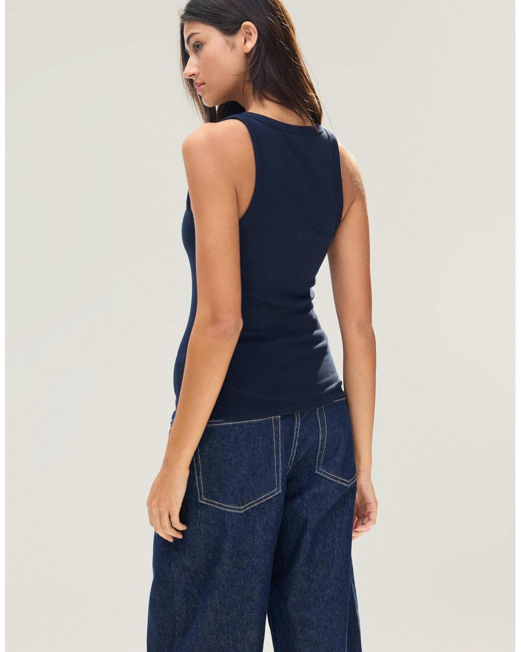 Bershka Blue – geripptes basic-trägertop