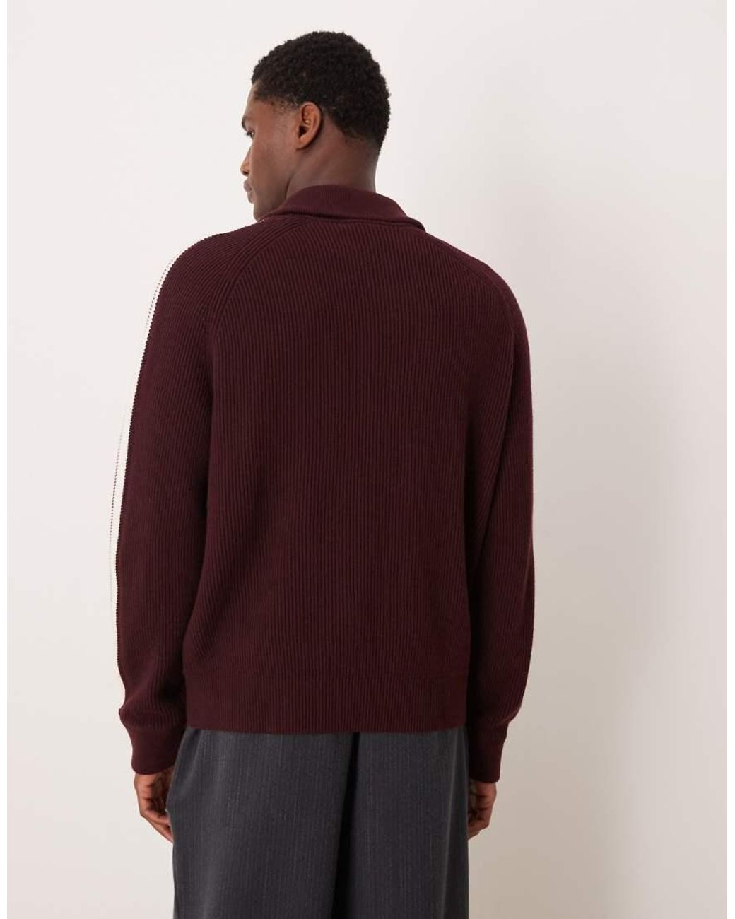 Calvin Klein Red Stripe Knit Track Jacket for men