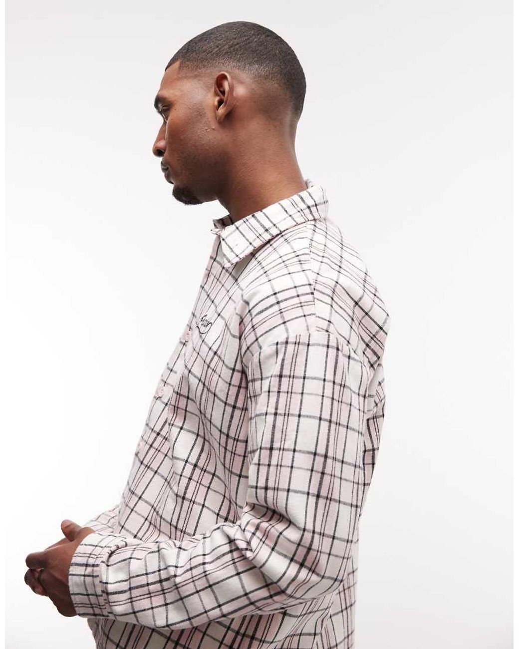 PEGADOR Gray Soglio Oversized Flannel Checked Shirt for men
