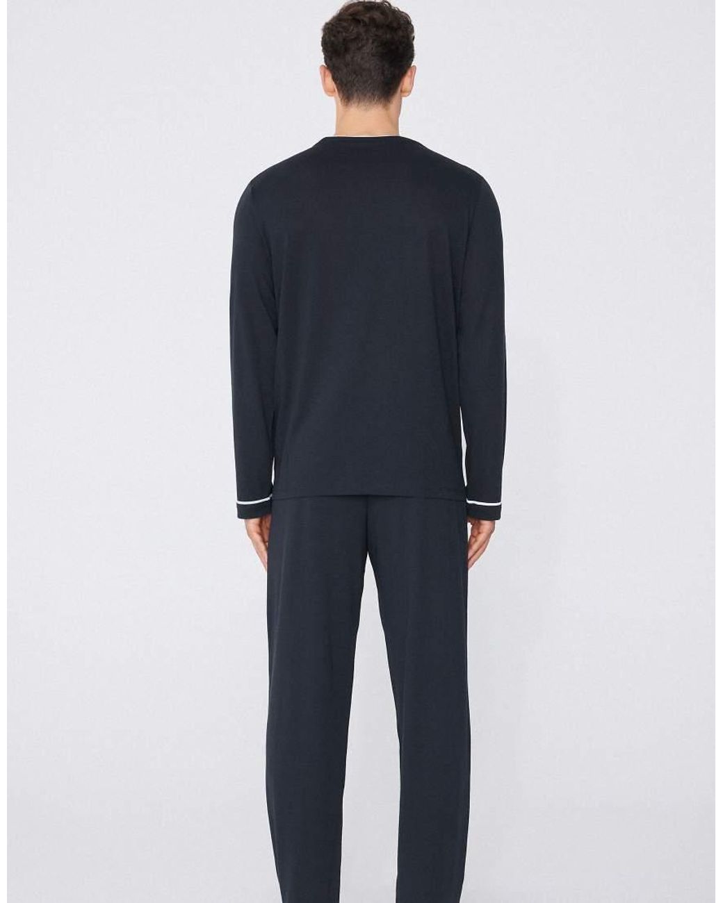 Tezenis Blue Long Piping Cotton Pyjamas for men