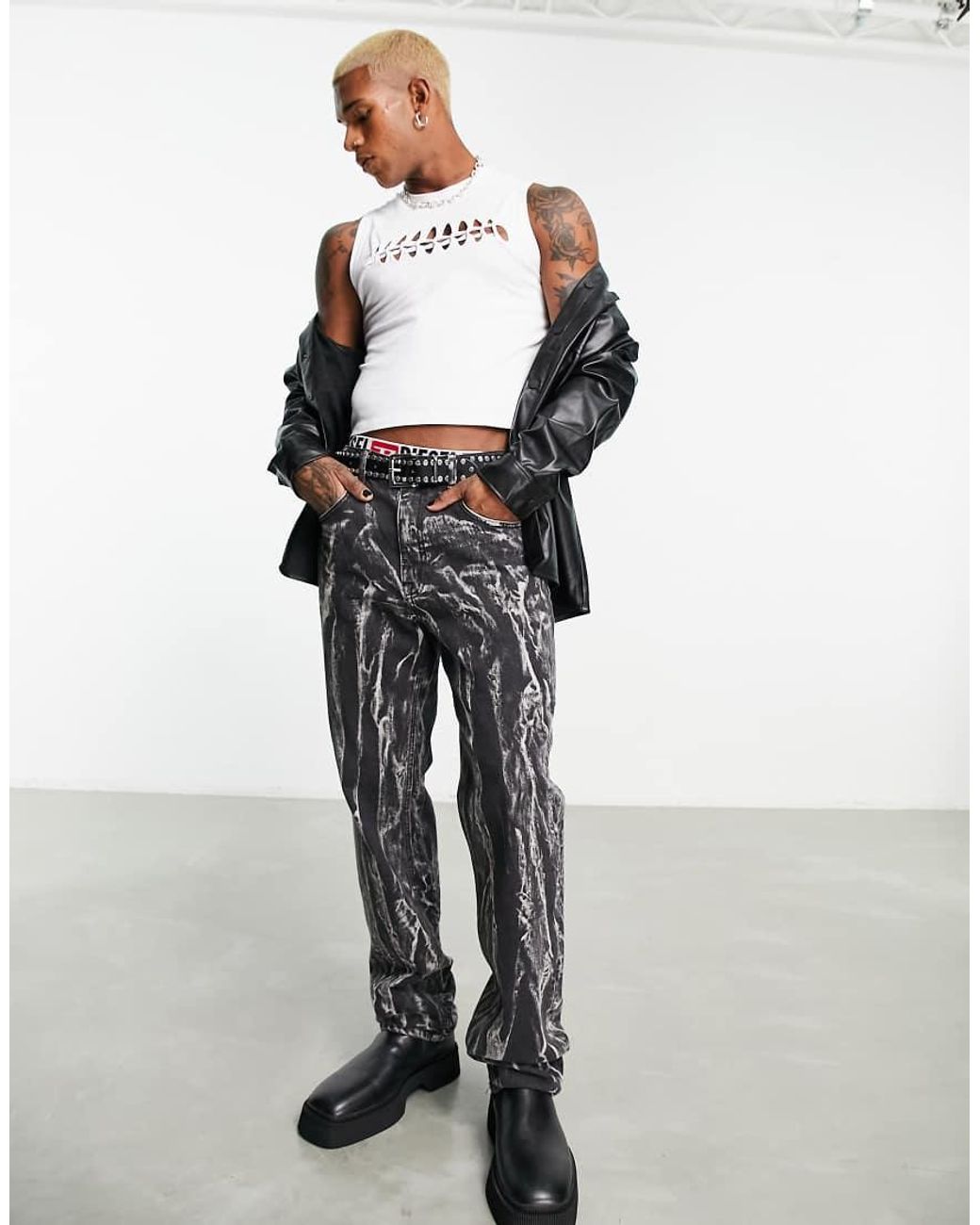 ASOS White Muscle Crop Vest With Chest Cut Out for men