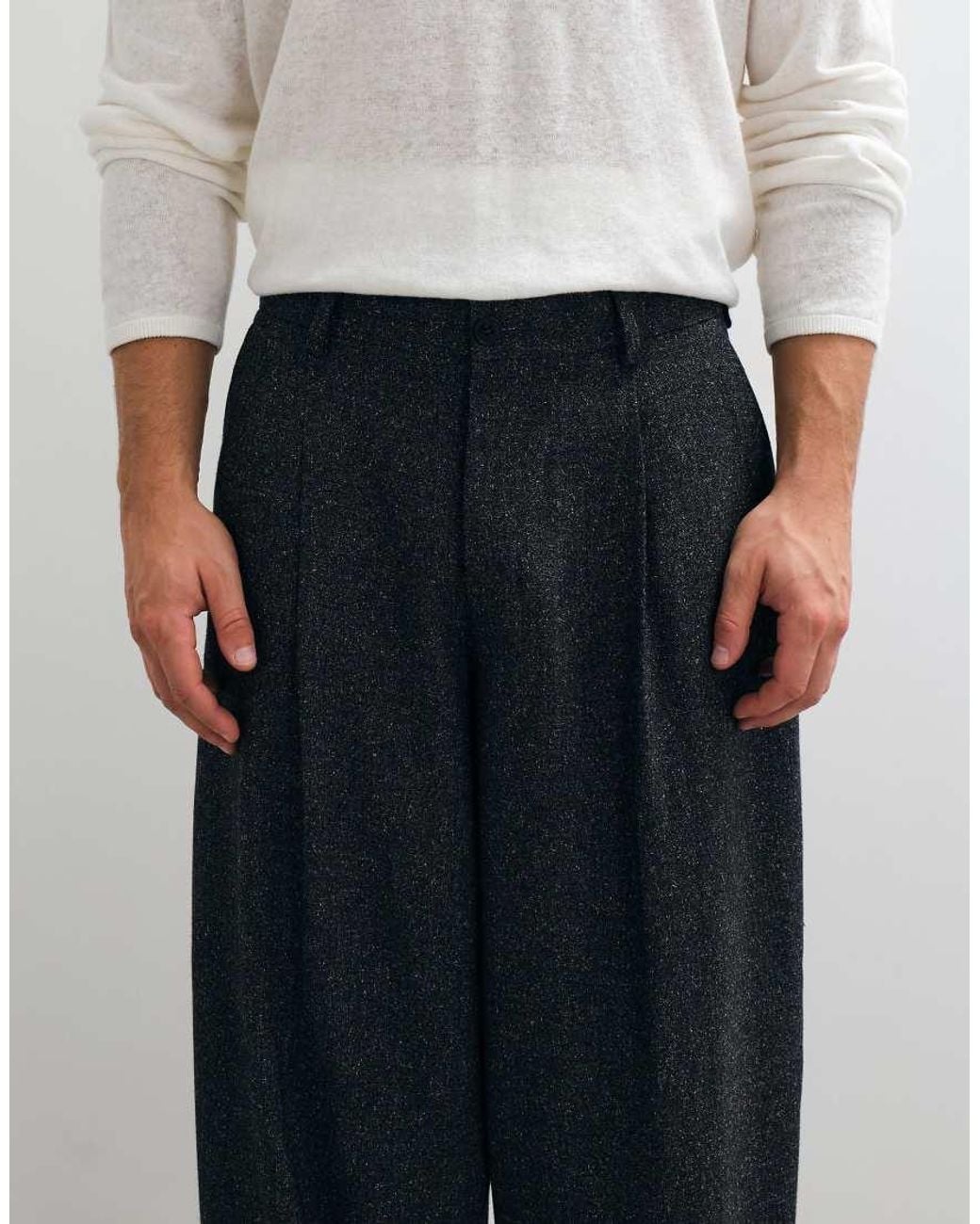 ASOS White Tailored Pleated Wide Barrel Leg Trousers for men