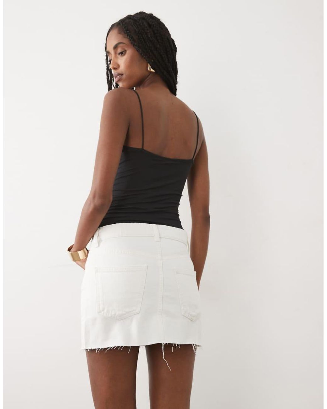 Mango White 100% Cotton Mini Skirt