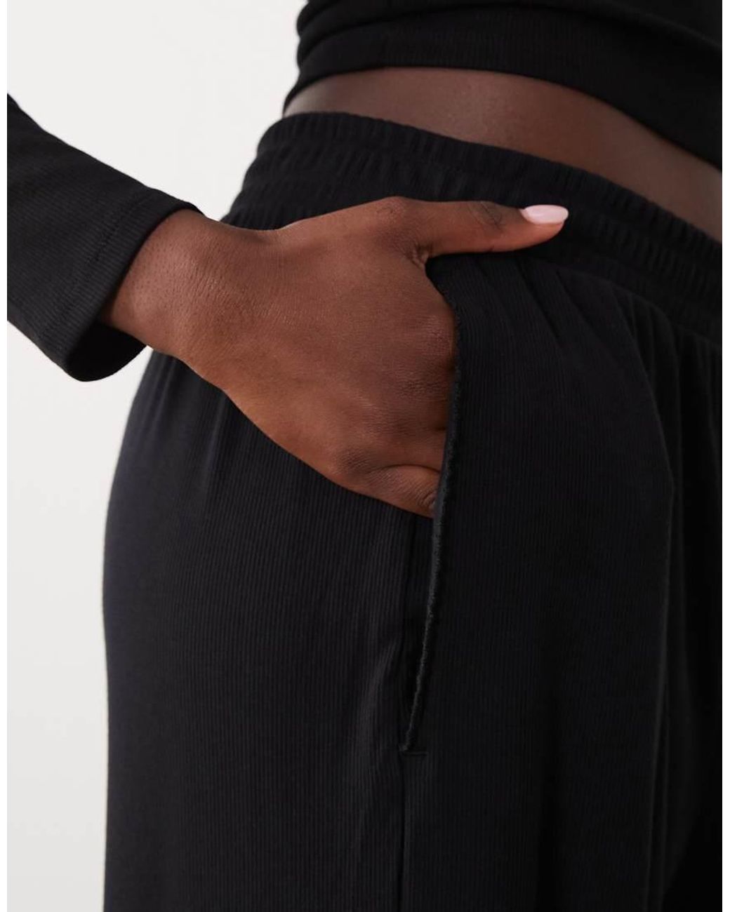 Abercrombie & Fitch Black Ribbed Jersey Balloon Fit Trousers