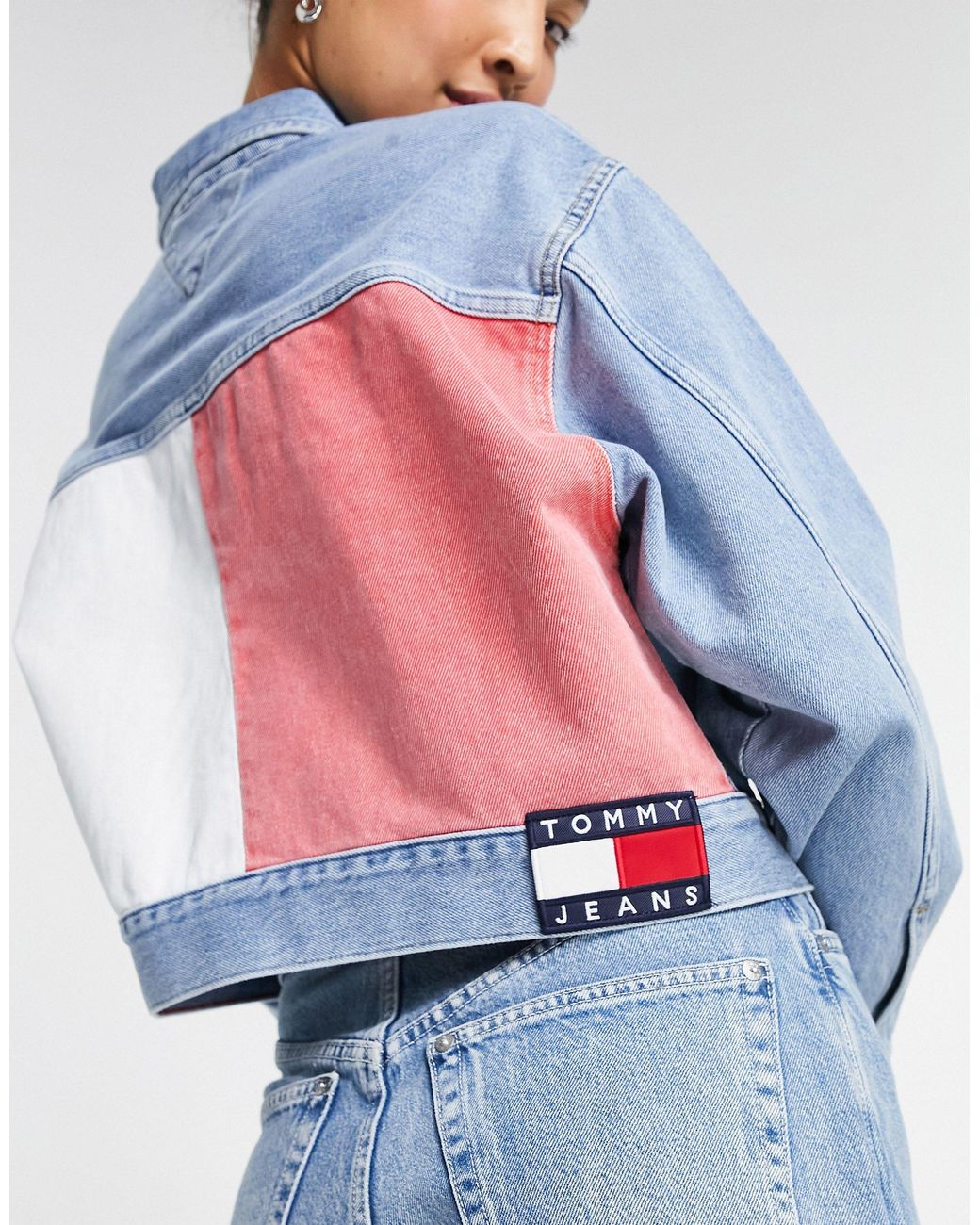 Veste en jean oversize courte aux couleurs Tommy Hilfiger en coloris Bleu |  Lyst