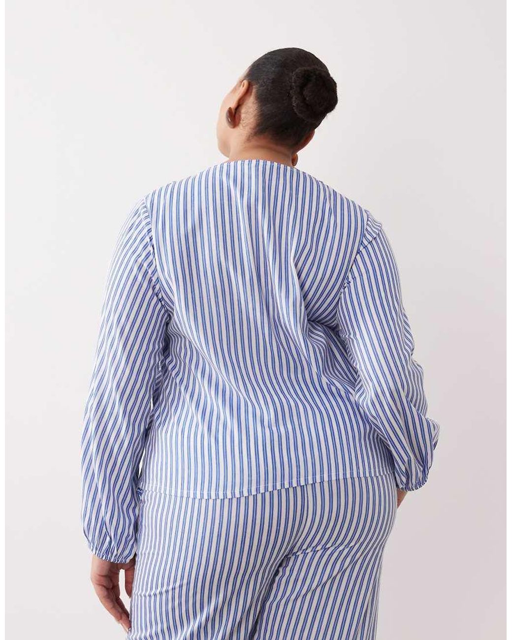 Esmee Curve Blue Tie Front Long Sleeve Beach Top