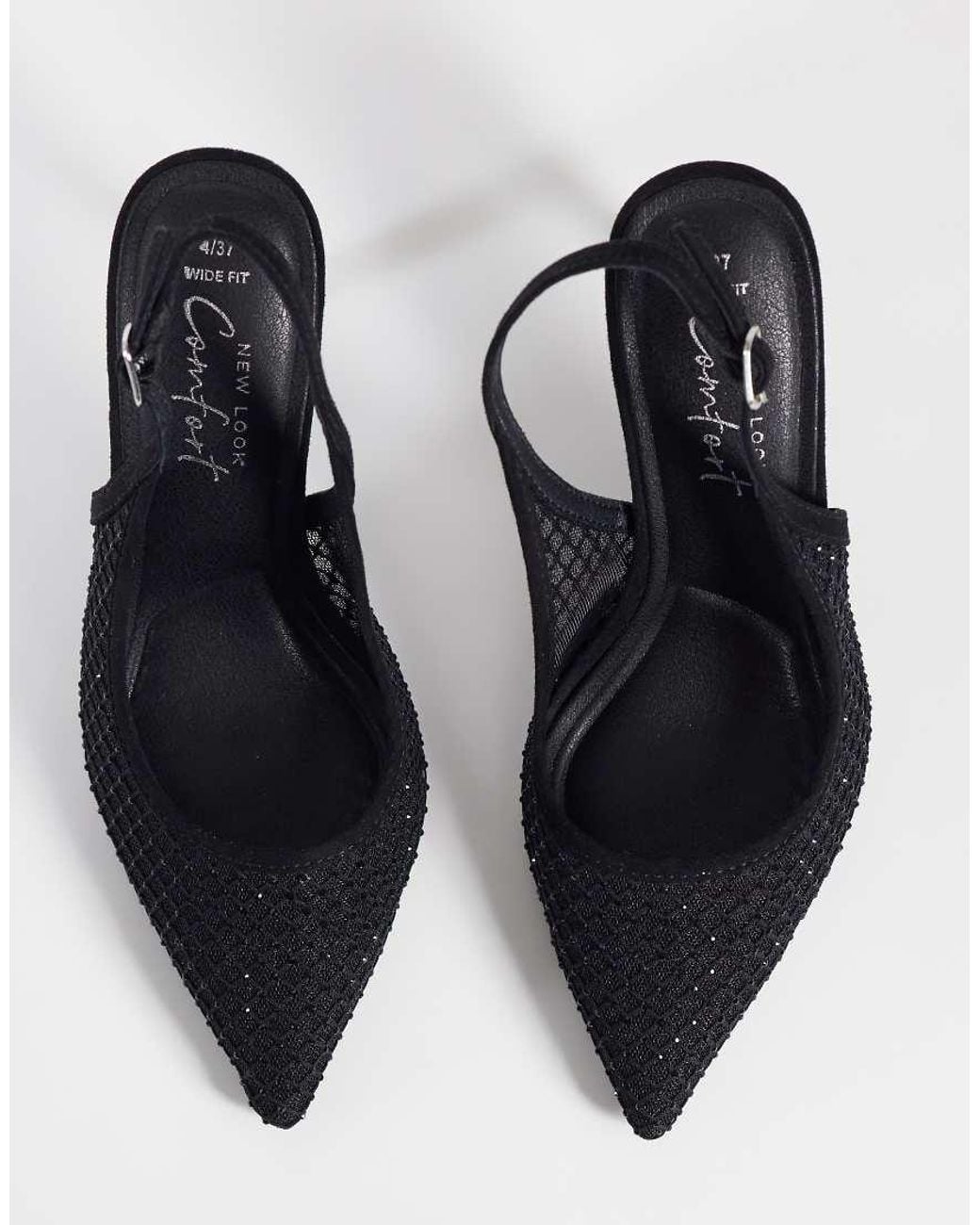 New Look Blue Hotfix Diamante Mesh Slingback Heel
