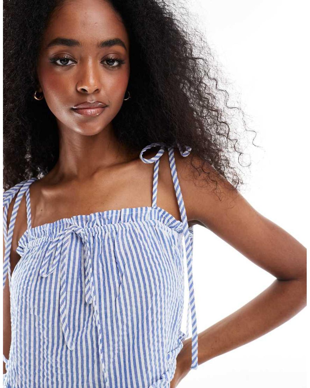 Wednesday's Girl Blue Striped Cami Mini Dress
