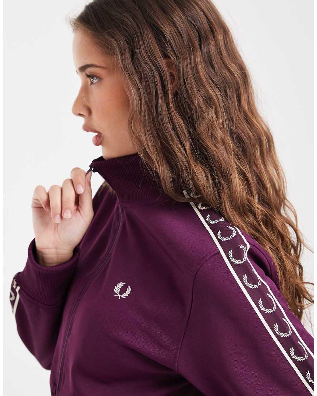 Fred Perry Purple Cropped Taped Track Jacket