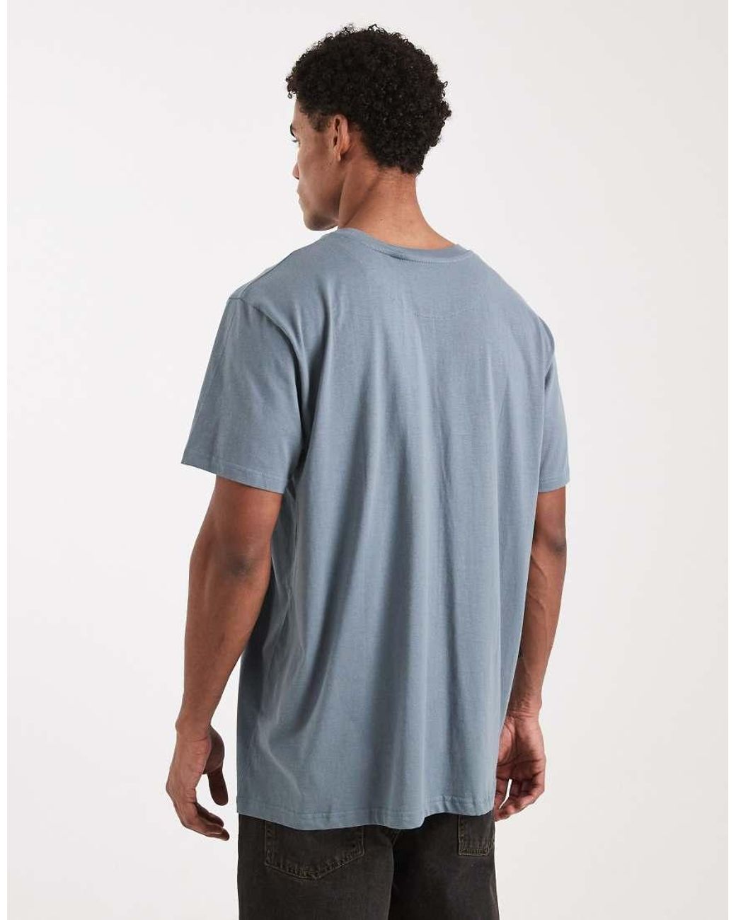 Brave Soul Blue Oversized Crew Neck T-shirt for men