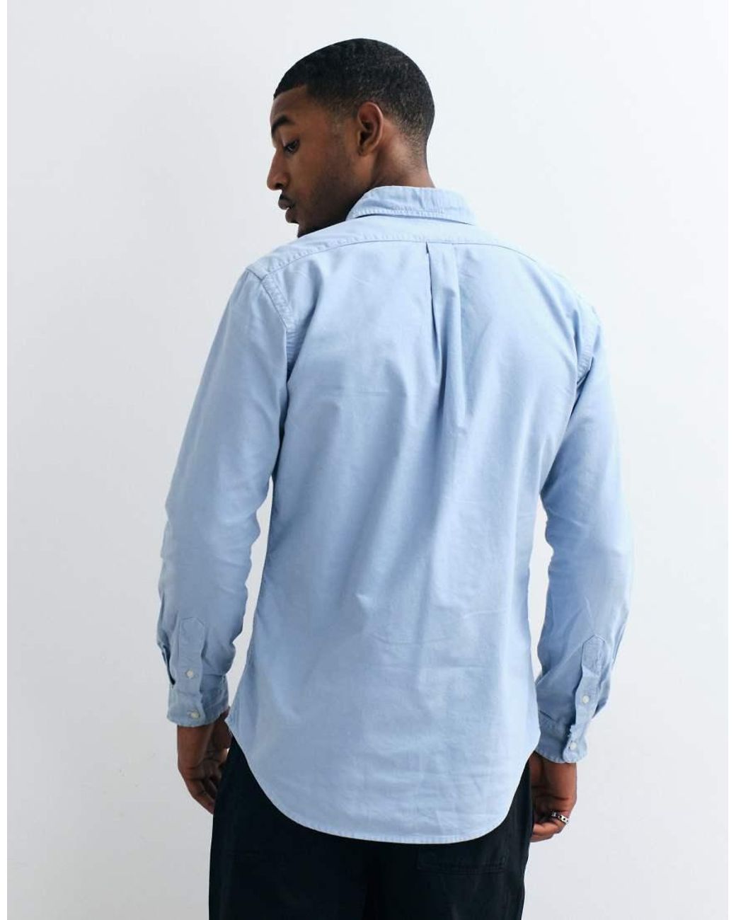 Polo Ralph Lauren Blue Icon Logo Slim Fit Garment Dyed Oxford Shirt for men