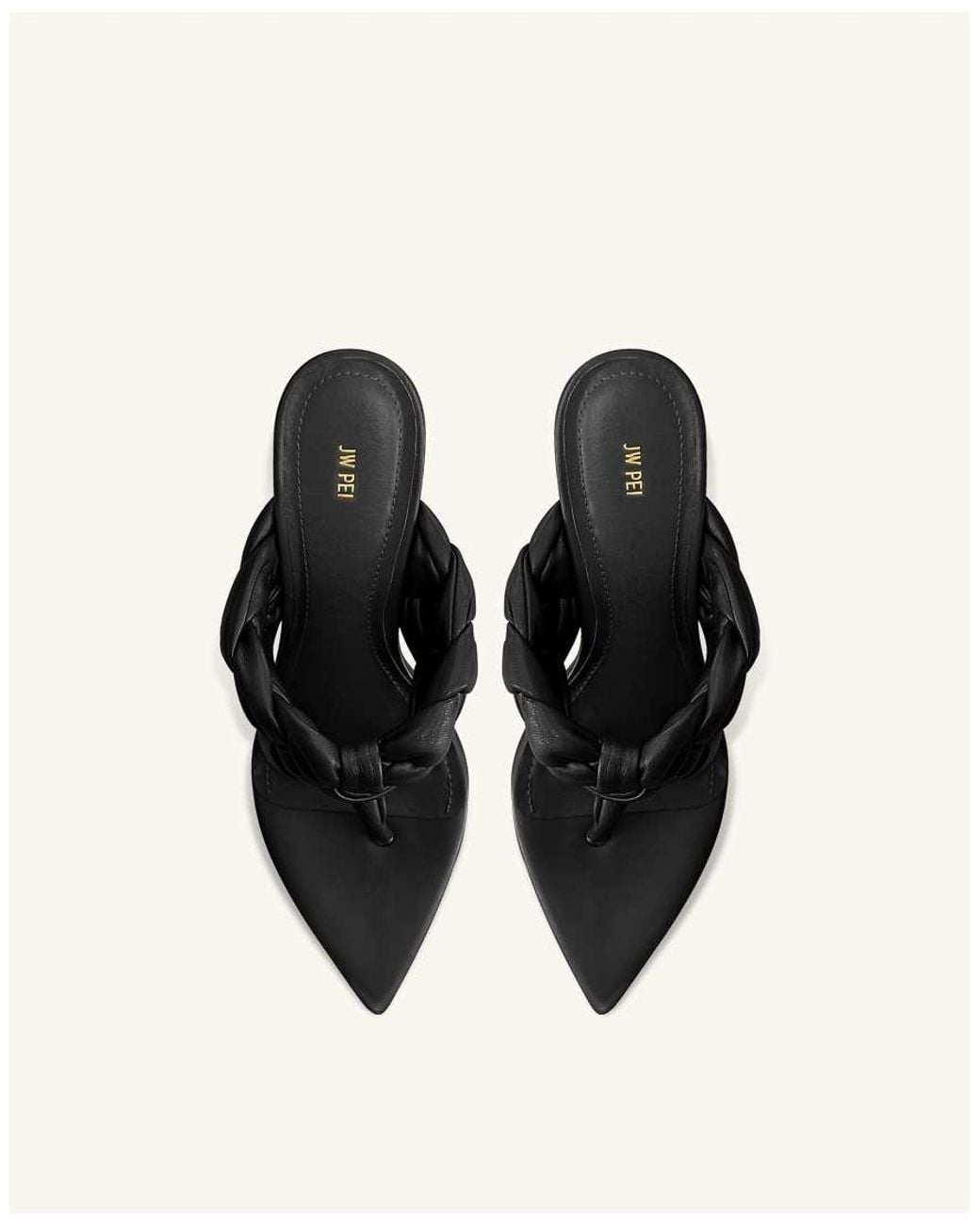 JW PEI Natural Ellie Braided Orb Heel Thong Mule Heels