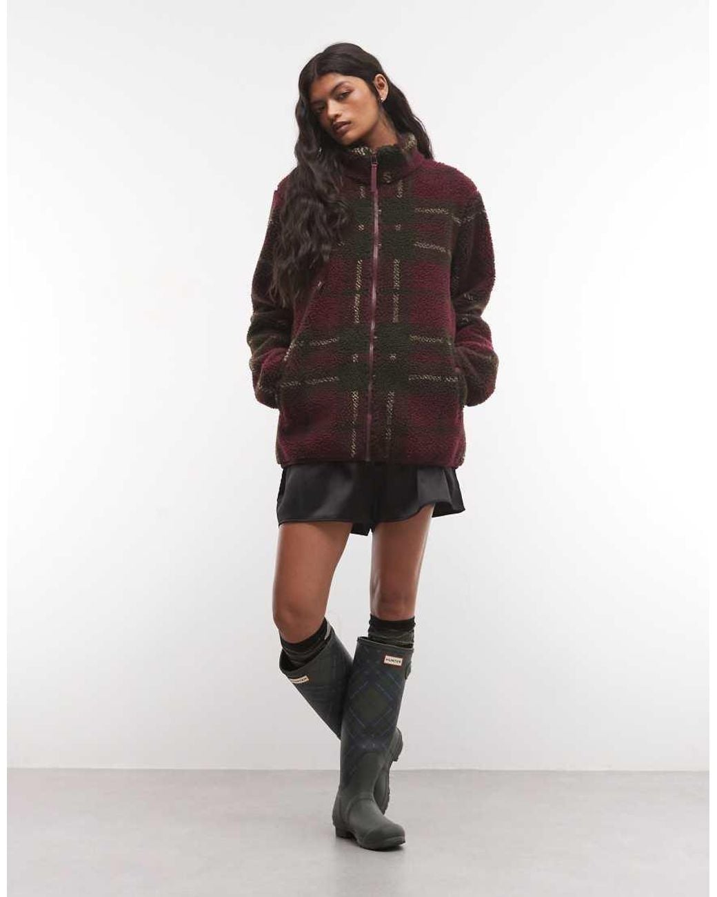 Hunter Brown Elements Tartan Borg Fleece Jacket