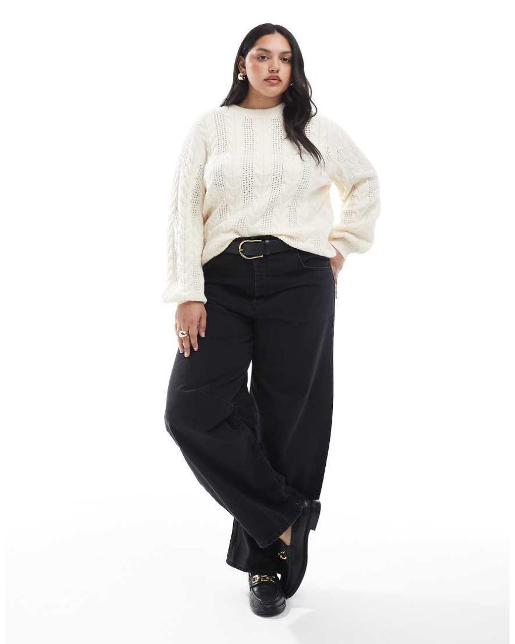 ONLY White Cable Knit Jumper