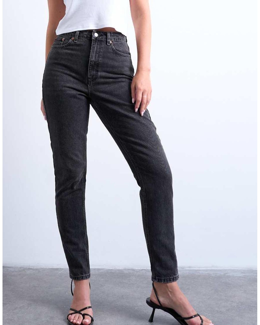 Topshop Hourglass Black Original High Rise Mom Jean