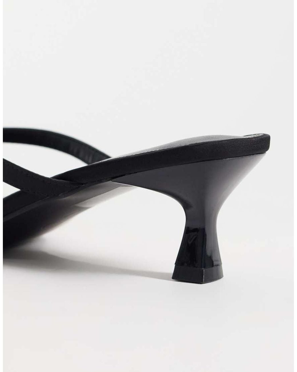Public Desire Black Everlast Kitten Heel Toe Thong Sandals