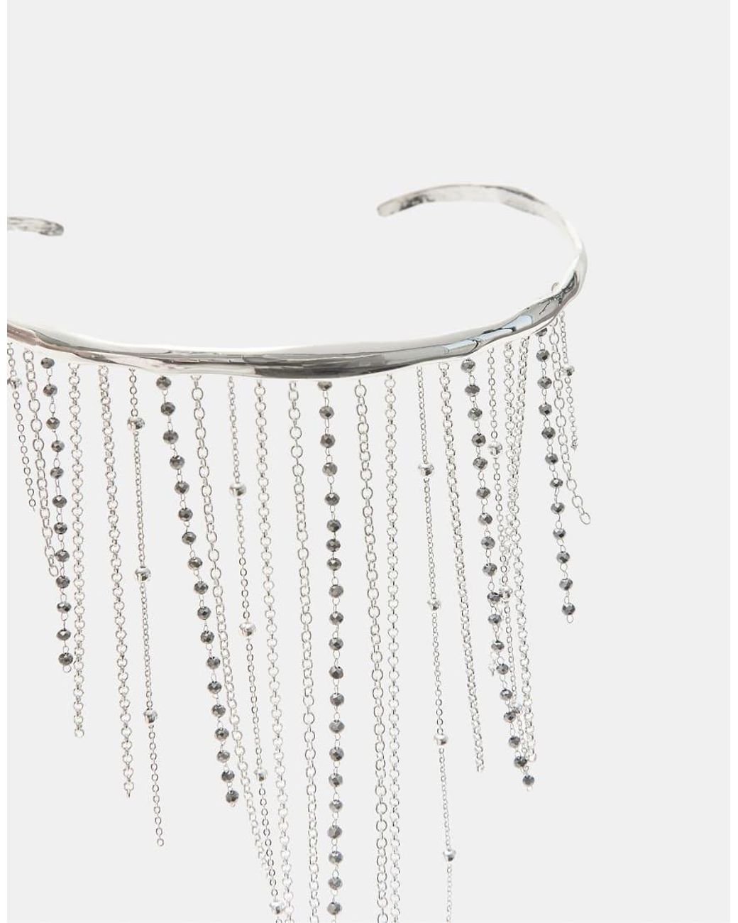 Stradivarius Blue Waterfall Choker Necklace
