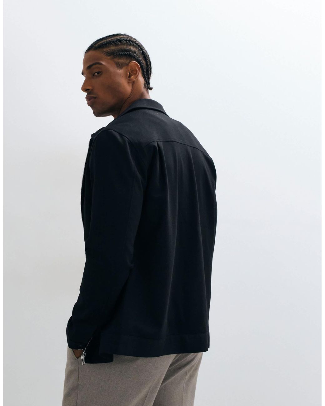 Jack & Jones Black Slim Double Zip Smart Jacket for men