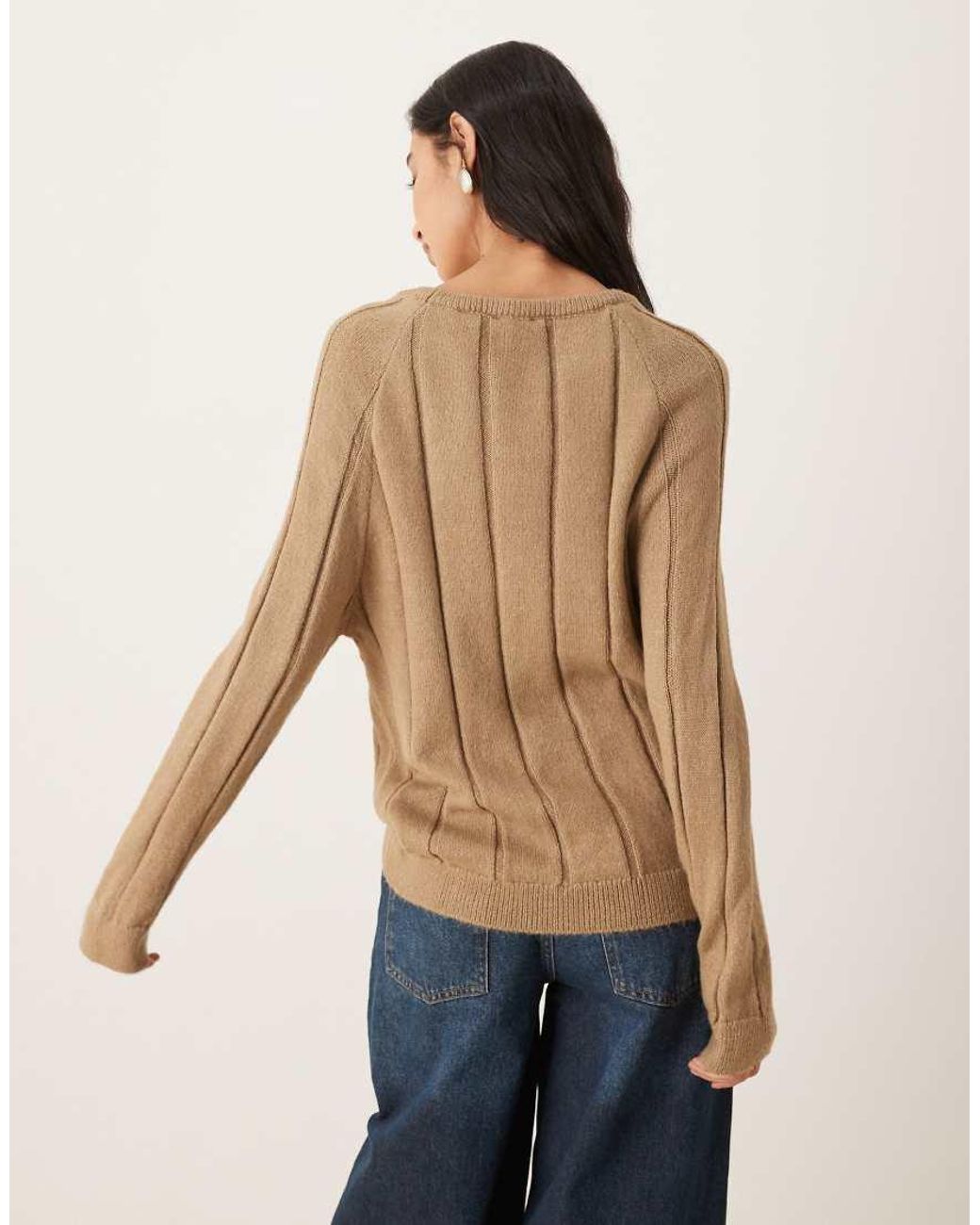 ASOS Blue Fluffy Knitted Jumper With Wide Rib Setting