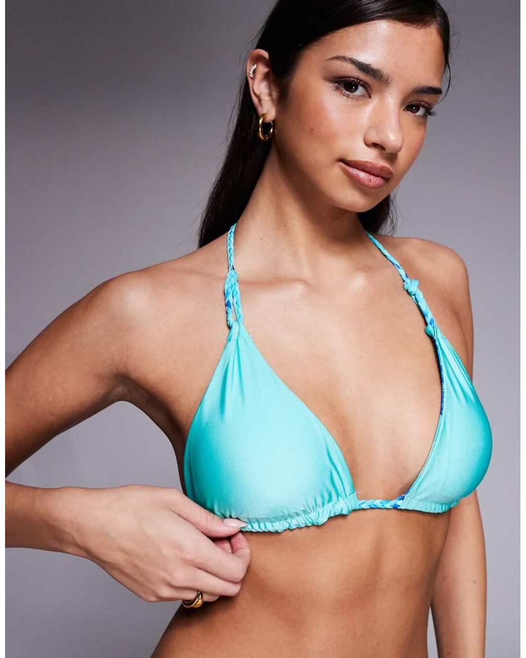 River Island Blue Reversible Orchid Bikini Top