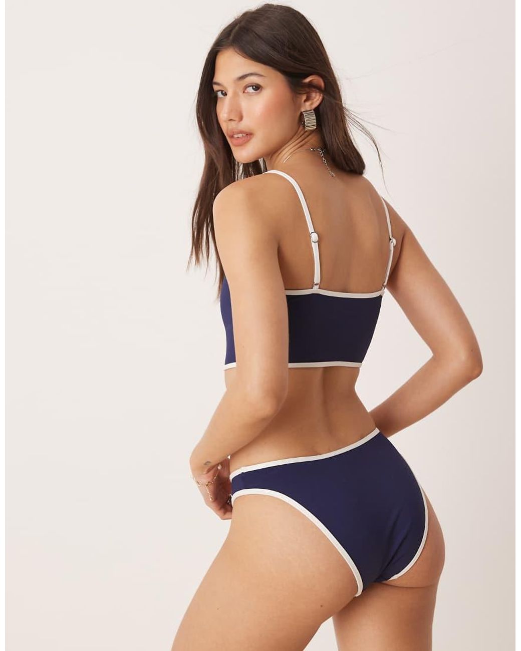 Polo Ralph Lauren Blue Logo Icons High Leg Scoop Bikini Bottom
