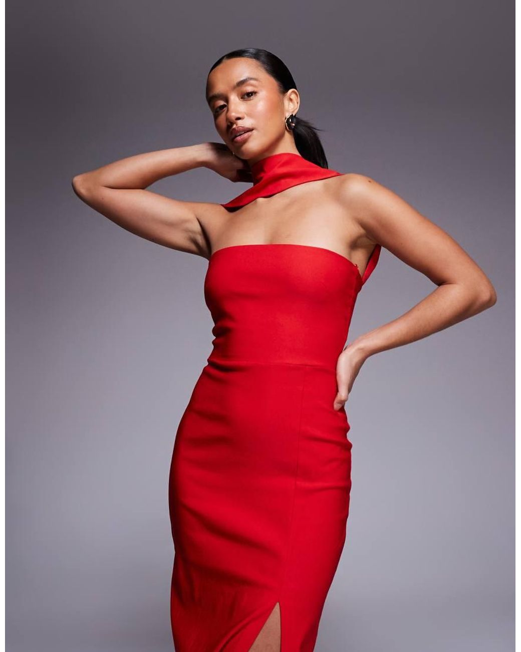 Vestito Lungo A Fascia di Vesper Petite in Red
