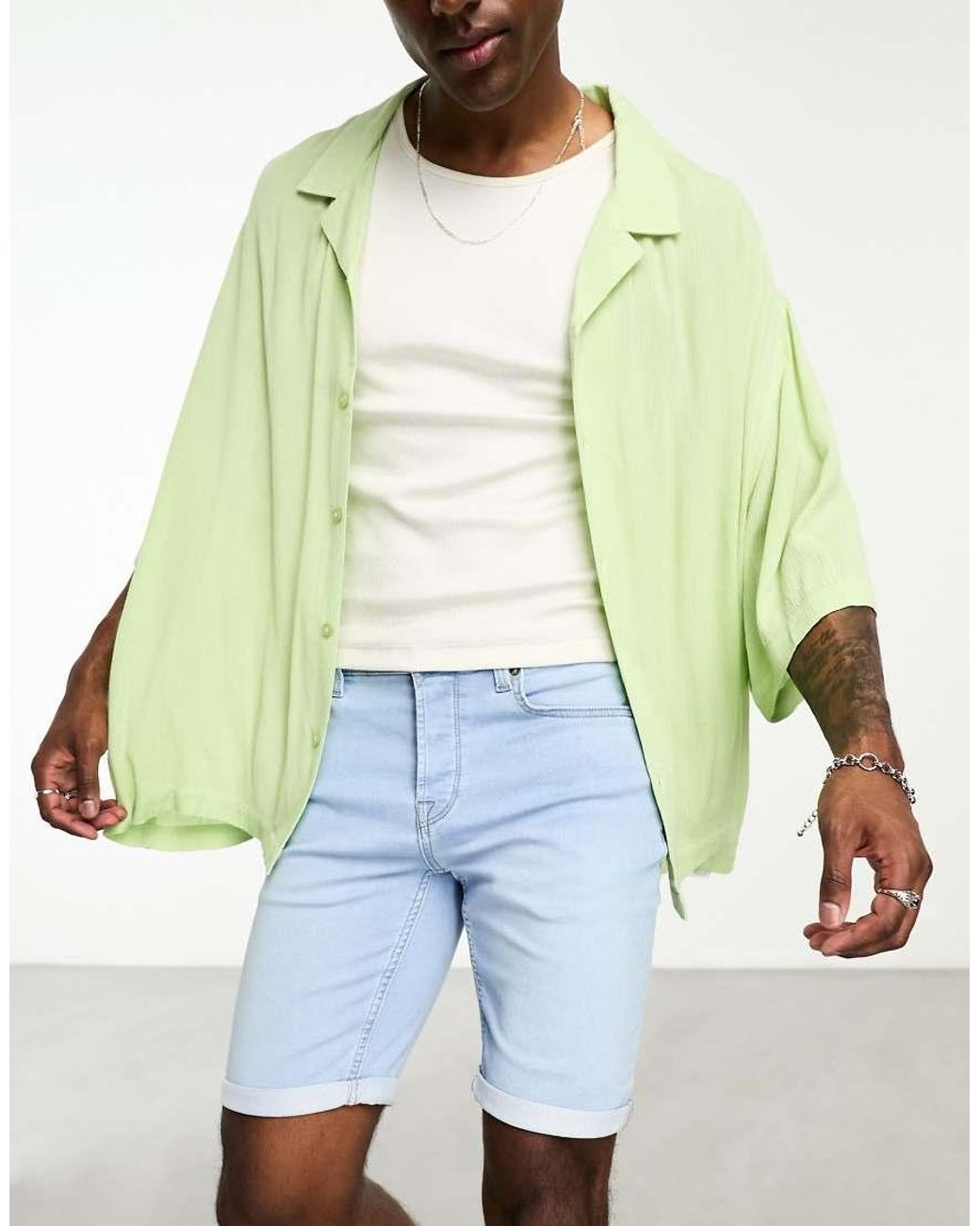 Only & Sons Blue Jog Denim Shorts for men