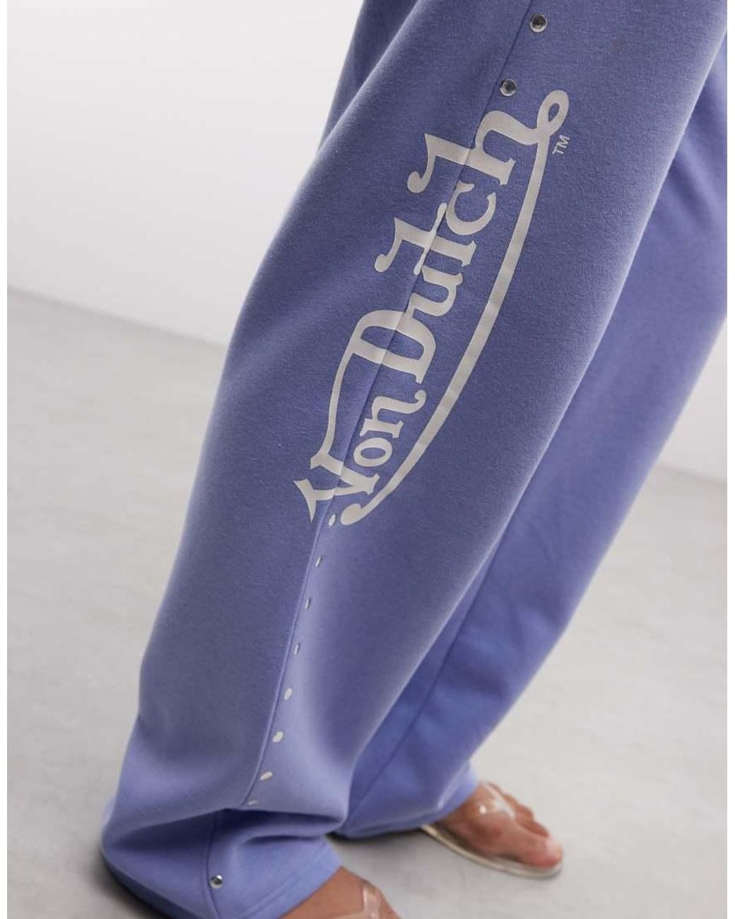 Von Dutch Blue Straight Leg Leg Graphic Jogger Bottoms