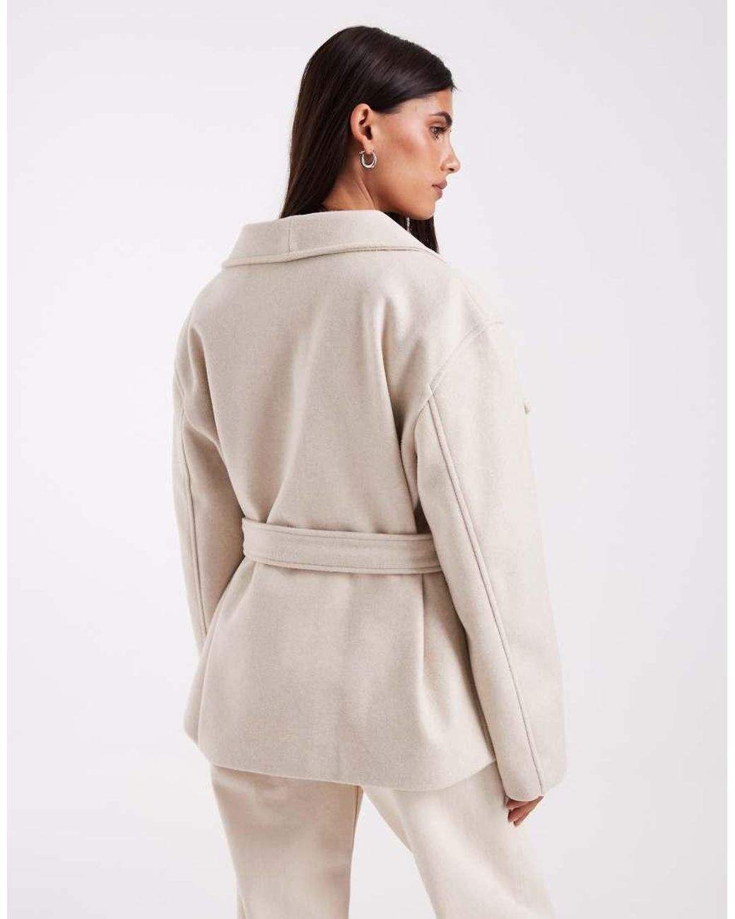 Vero Moda Natural Funnel Neck Belted Short Formal Jacket