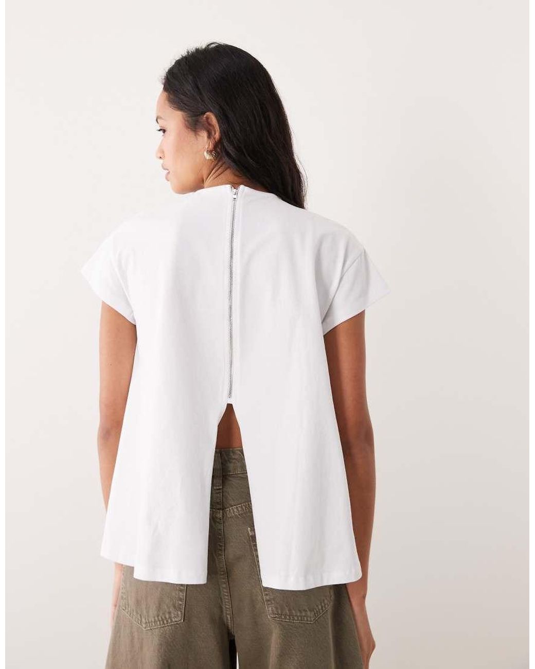 ASOS White Cap Sleeve Floaty Top With Seam Detail