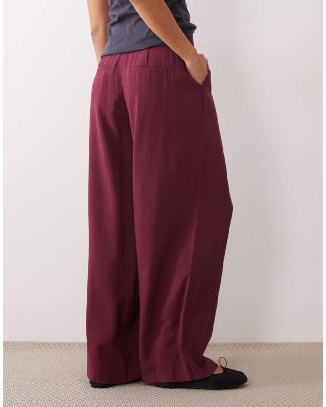 Aware Red High Waisted Pleat Front Trousers